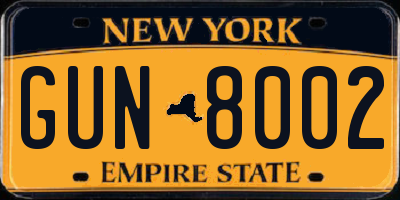NY license plate GUN8002