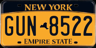 NY license plate GUN8522