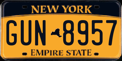 NY license plate GUN8957