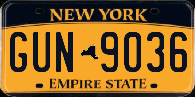 NY license plate GUN9036