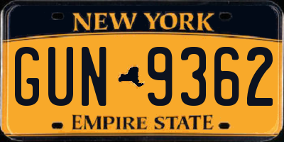 NY license plate GUN9362