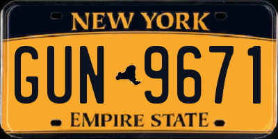 NY license plate GUN9671