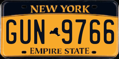 NY license plate GUN9766
