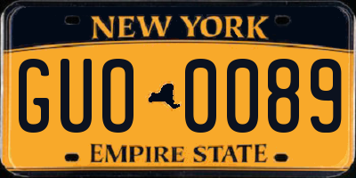 NY license plate GUO0089