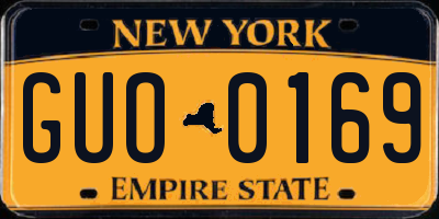 NY license plate GUO0169