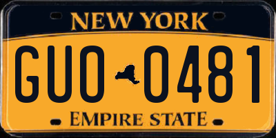 NY license plate GUO0481