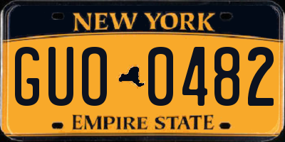 NY license plate GUO0482