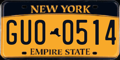 NY license plate GUO0514