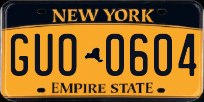 NY license plate GUO0604