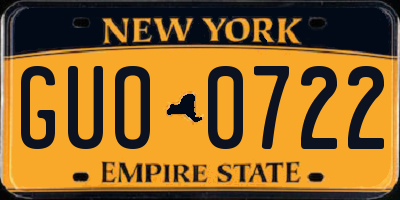 NY license plate GUO0722