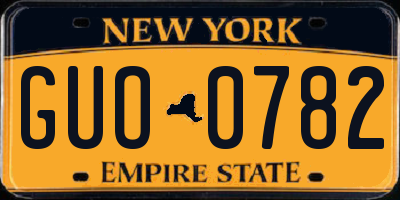 NY license plate GUO0782