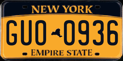 NY license plate GUO0936