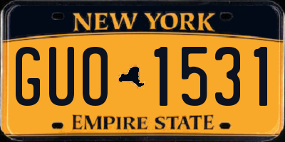 NY license plate GUO1531