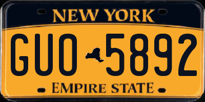 NY license plate GUO5892