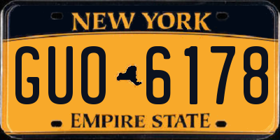 NY license plate GUO6178