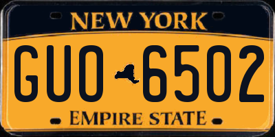 NY license plate GUO6502