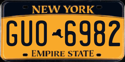 NY license plate GUO6982