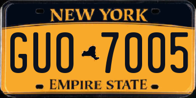 NY license plate GUO7005