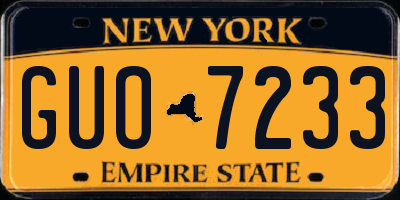 NY license plate GUO7233