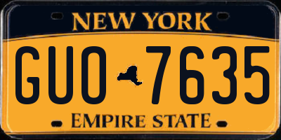 NY license plate GUO7635