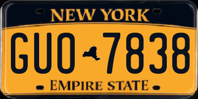NY license plate GUO7838