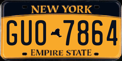 NY license plate GUO7864