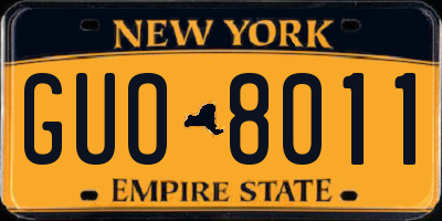 NY license plate GUO8011