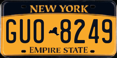 NY license plate GUO8249