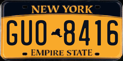 NY license plate GUO8416