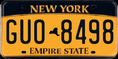 NY license plate GUO8498