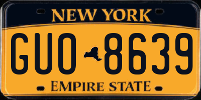 NY license plate GUO8639