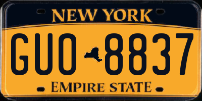 NY license plate GUO8837