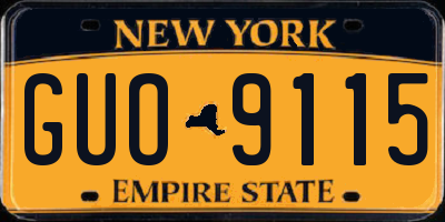 NY license plate GUO9115
