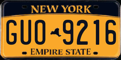 NY license plate GUO9216