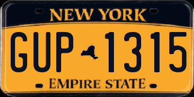 NY license plate GUP1315