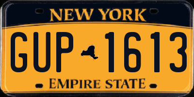 NY license plate GUP1613