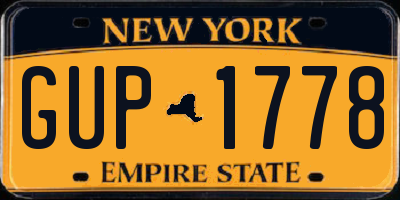 NY license plate GUP1778