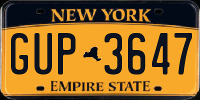 NY license plate GUP3647