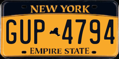 NY license plate GUP4794