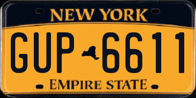 NY license plate GUP6611
