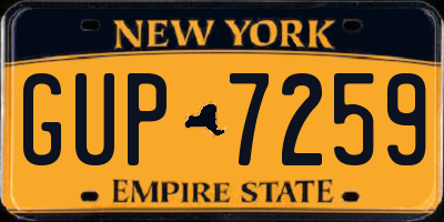 NY license plate GUP7259