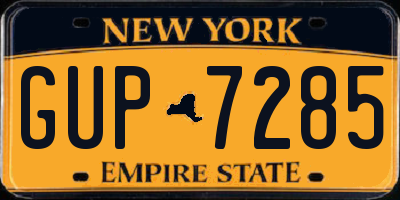 NY license plate GUP7285