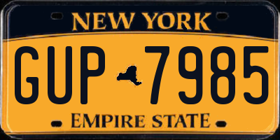 NY license plate GUP7985