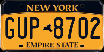 NY license plate GUP8702