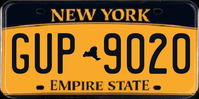 NY license plate GUP9020