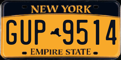 NY license plate GUP9514
