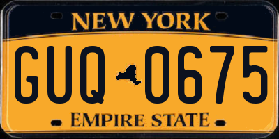 NY license plate GUQ0675