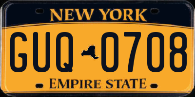 NY license plate GUQ0708