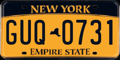 NY license plate GUQ0731