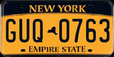 NY license plate GUQ0763